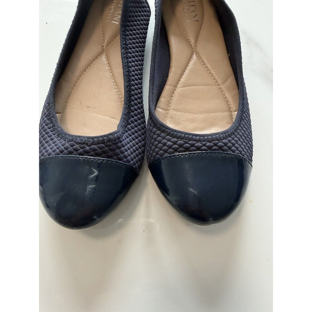 Alfani Stepflex Women’s 7M Navy Quilted Ballet Flats Patent Cap Toe Comfort - Picture 2 of 8
